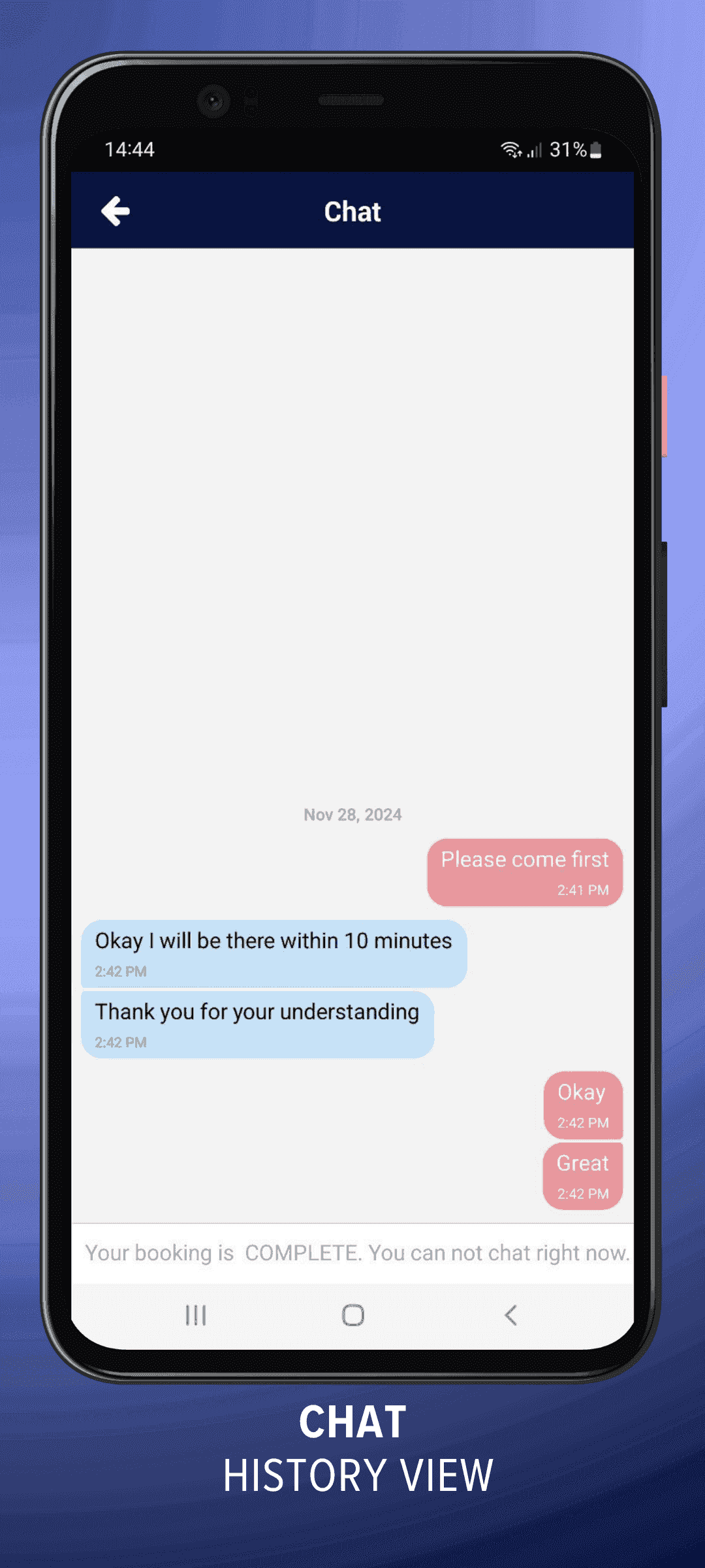 Chat history view